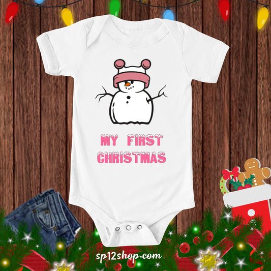 Snow Girl My First Christmas Funny X-mas Baby Girl Gift Bodysuit