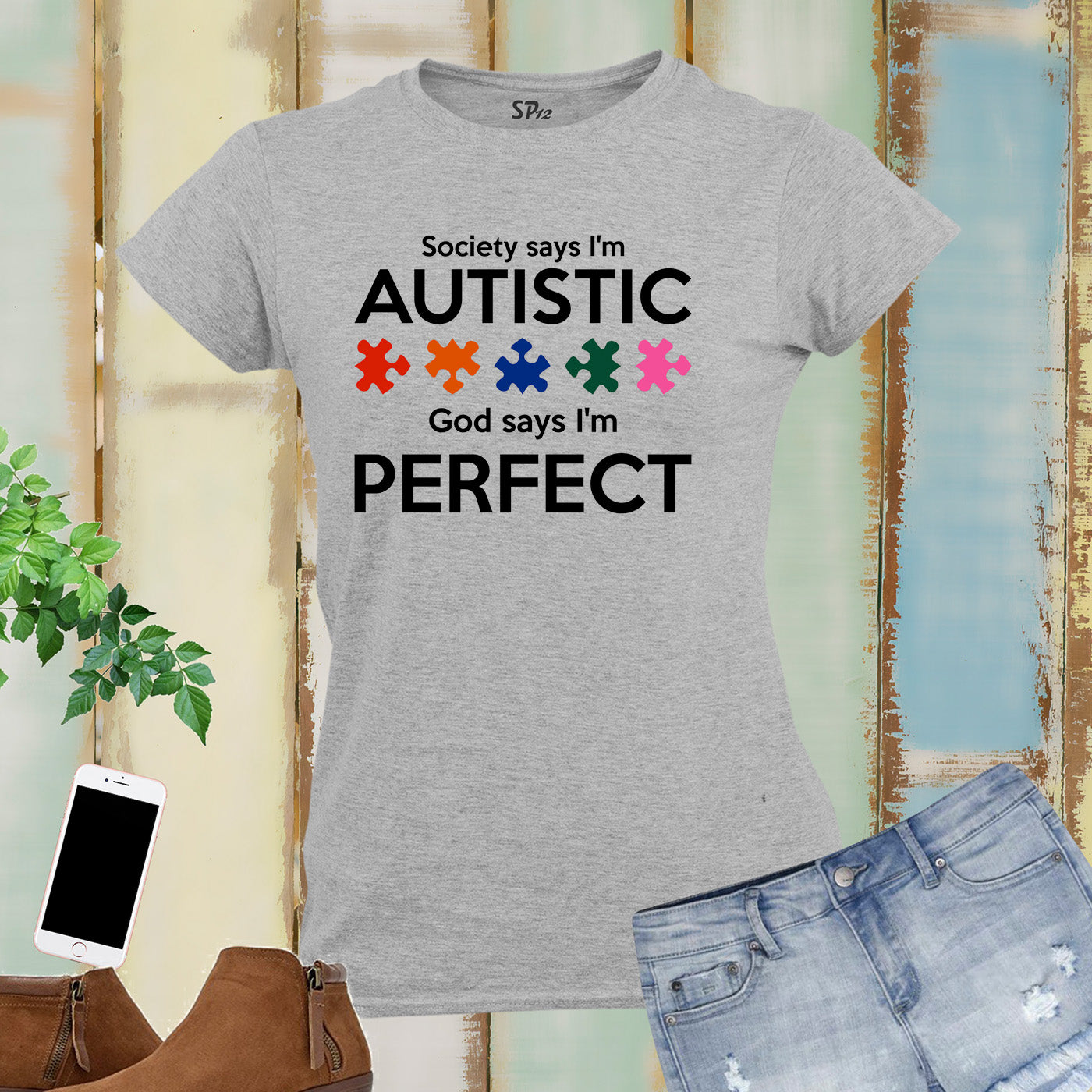 Society Says I Am Autistic Awareness Women T Shirts