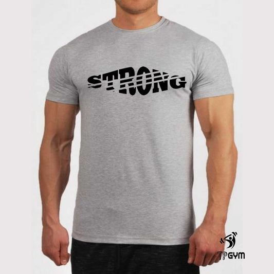 Strong Cross Mark Word Gym Crossfit Weight Lifter Gym T shirt