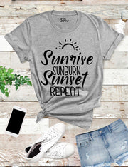 Sunrise Sunburn Sunset Repeat Summer T Shirt