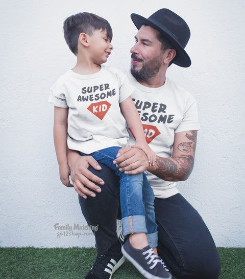 Super Awesome Dad And Kids Family Matching T Shirt