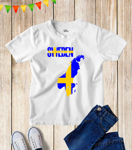 Kids Sweden Flag Football FIFA World Cup T shirt