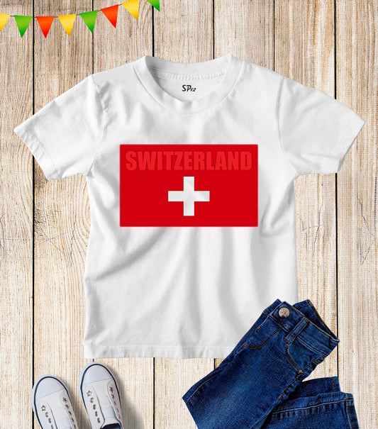 Kids Switzerland Flag Football FIFA World Cup T shirt White