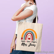 Teach Love Inspire Personalised Teacher Rainbow Tote Bag