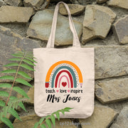 Teach Love Inspire Personalised Teacher Rainbow Tote Bag