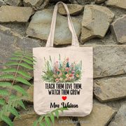 Flower Teacher Appreciation Custom Thank You Shopping Tote Bag