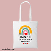 Thank You Teacher Gift White Cotton Tote Bag