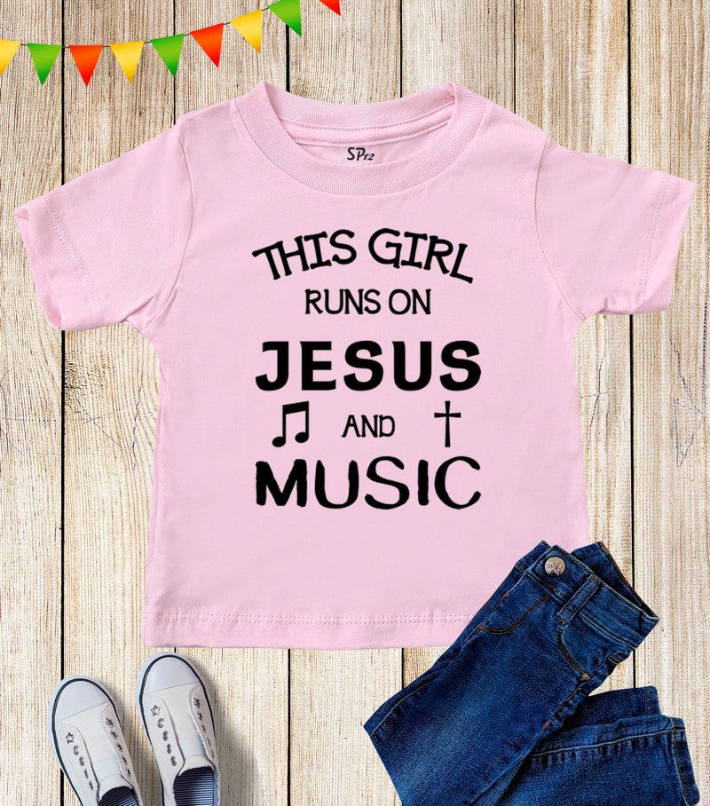 This Girl Run On Jesus And Music Kids T Shirt
