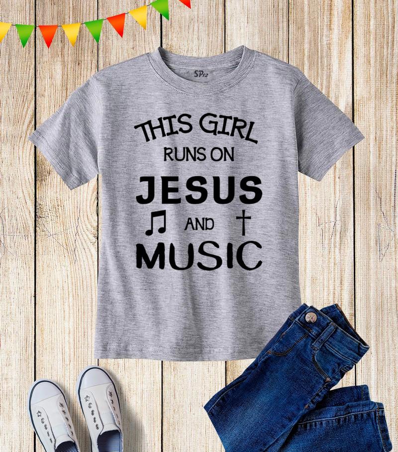 This Girl Run On Jesus And Music Kids T Shirt