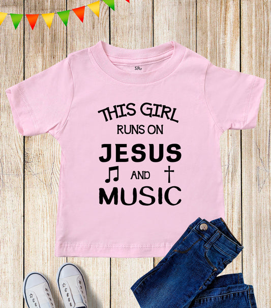 This Girl run On Jesus And Music Kids T Shirt