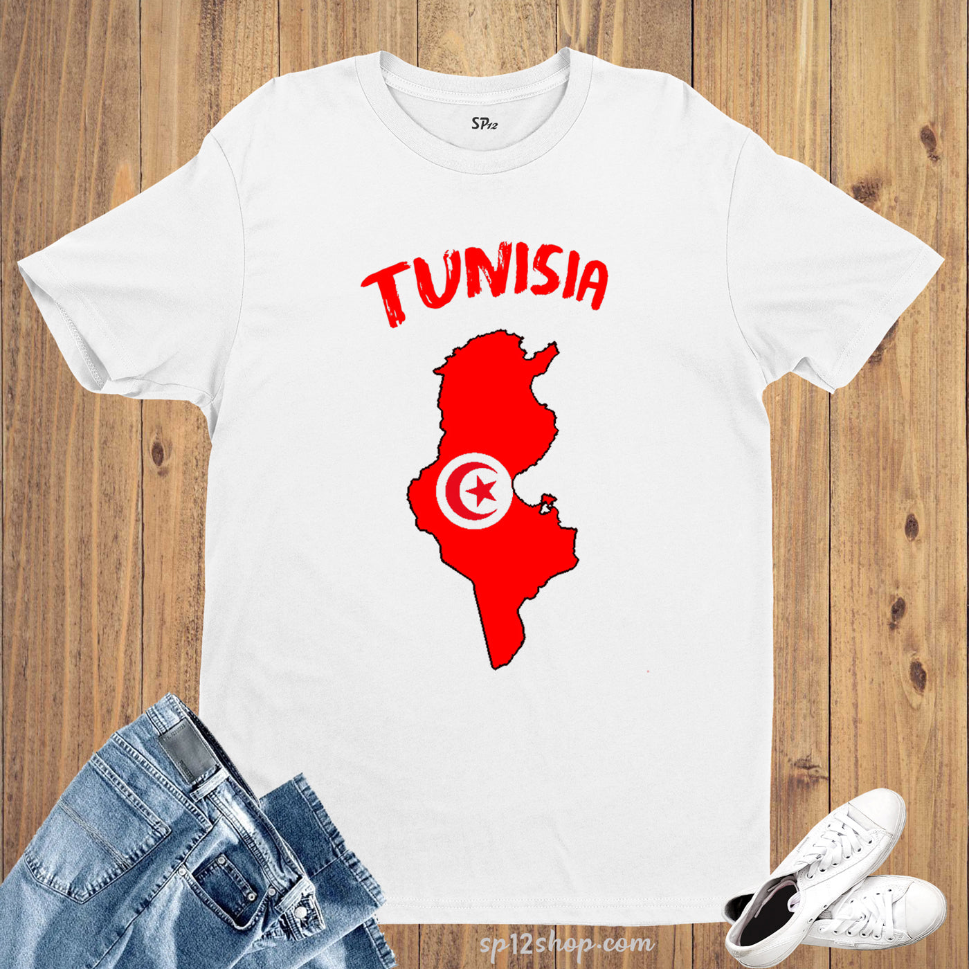 Tunisia Flag T Shirt Olympics FIFA World Cup Country Flag Tee Shirt