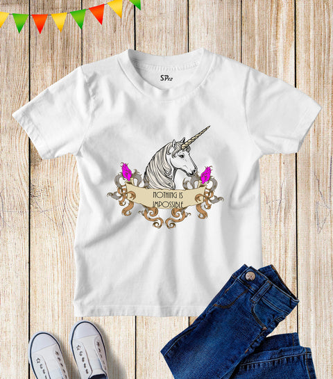Kids Unicorn Horn Nothing is Impossible T Shirt