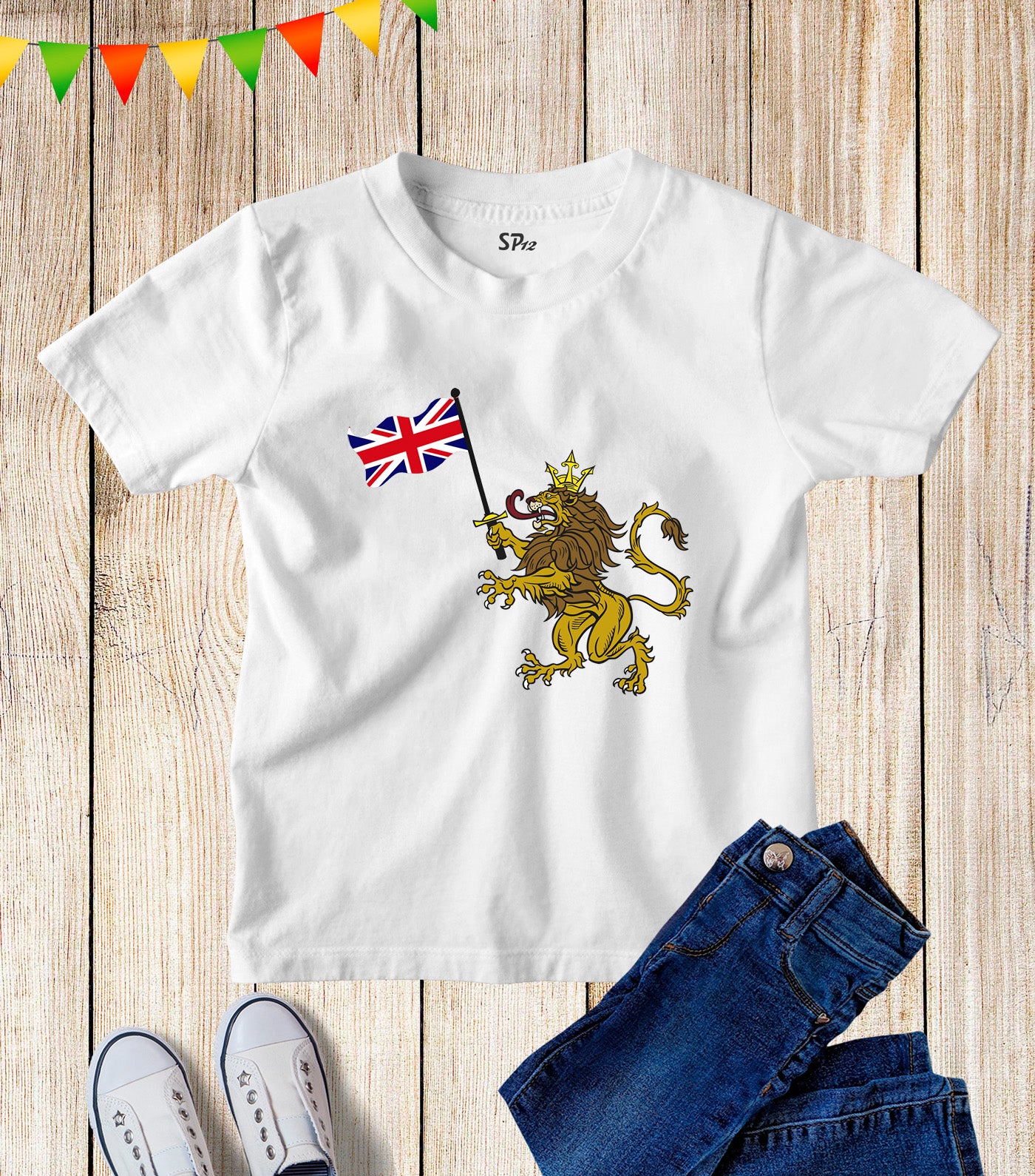 Kids United Kingdom UK Union Flag British Lion Team GB T Shirt