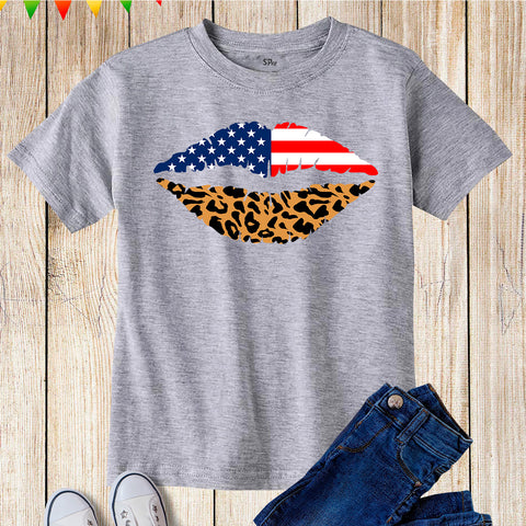 American Flag Lips 4th of July Patriotic Day and Independence Day T Shirt