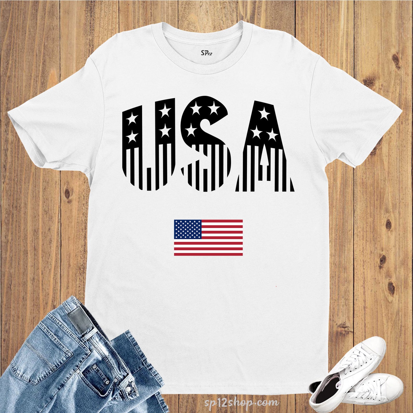 USA Flag Lips 4th of July Patriotic Day and Independence Day T Shirt