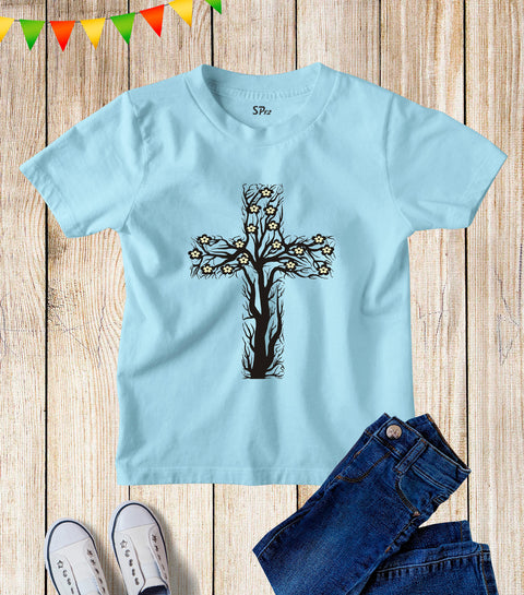 Vine Branch Jesus Christ Christian Cross Text Slogan Quote Party Kids T Shirt