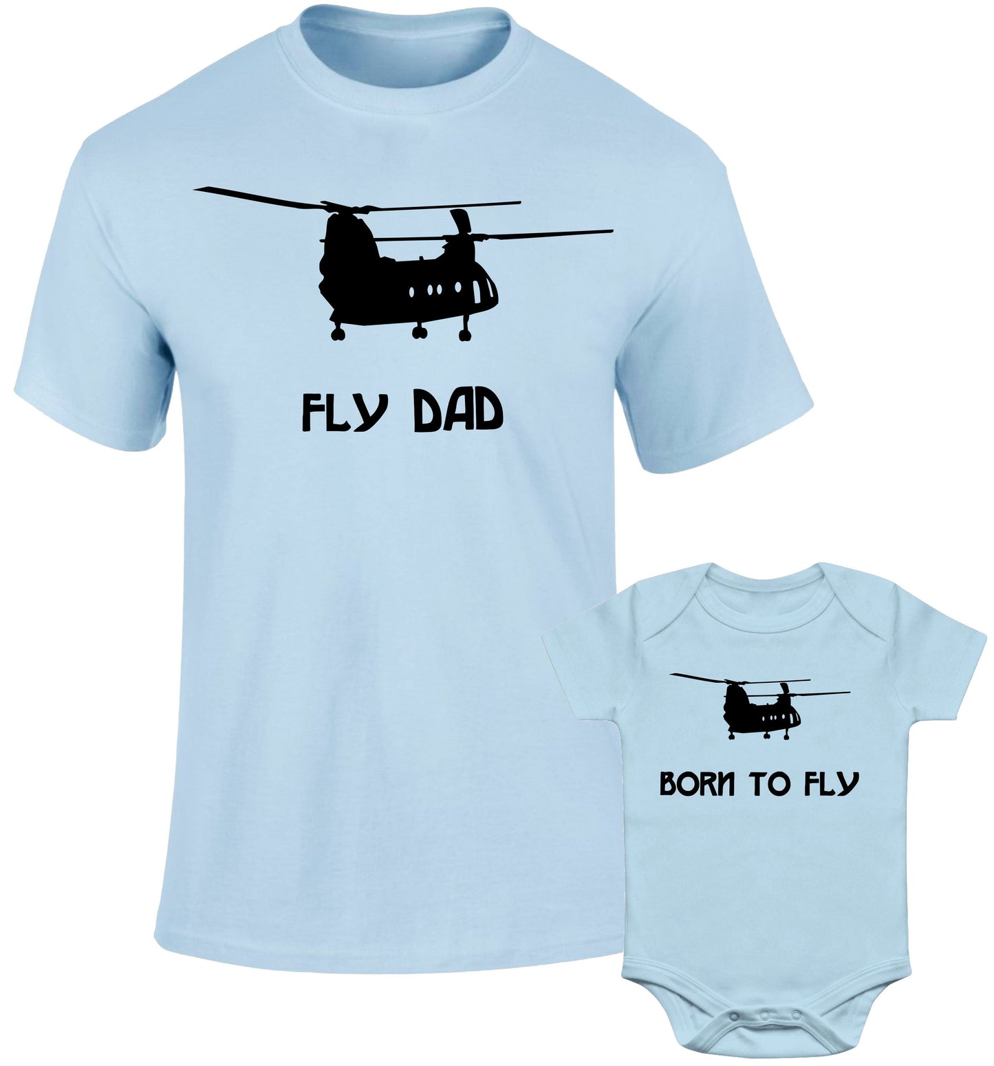 Father Daddy Daughter Dad Son Matching T shirts Helicopter Born To Fly Dad