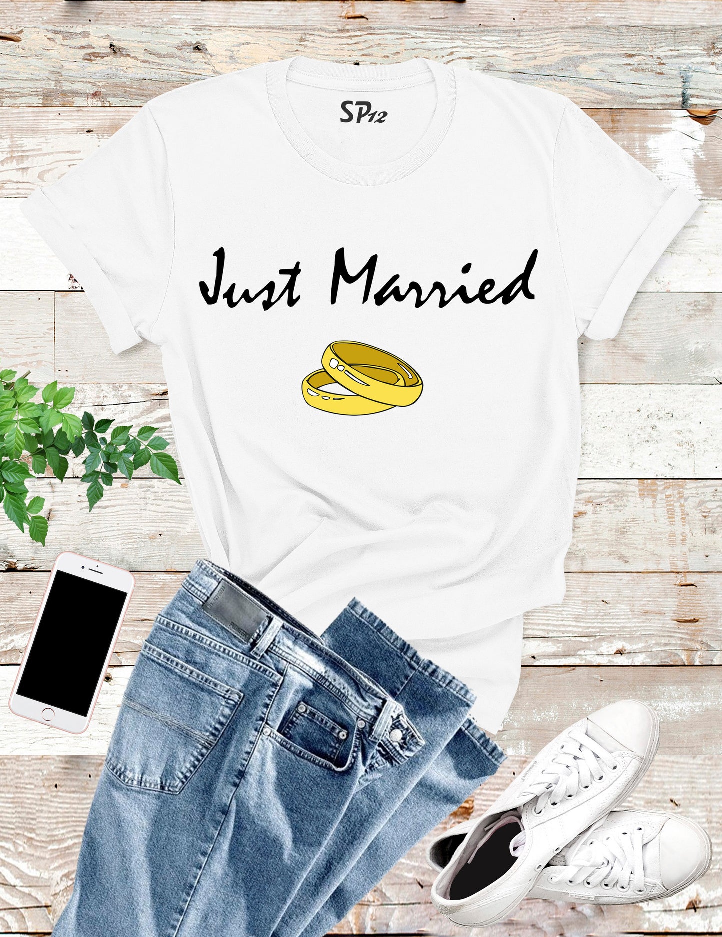 Wedding Rings T shirt Just Married Two became one