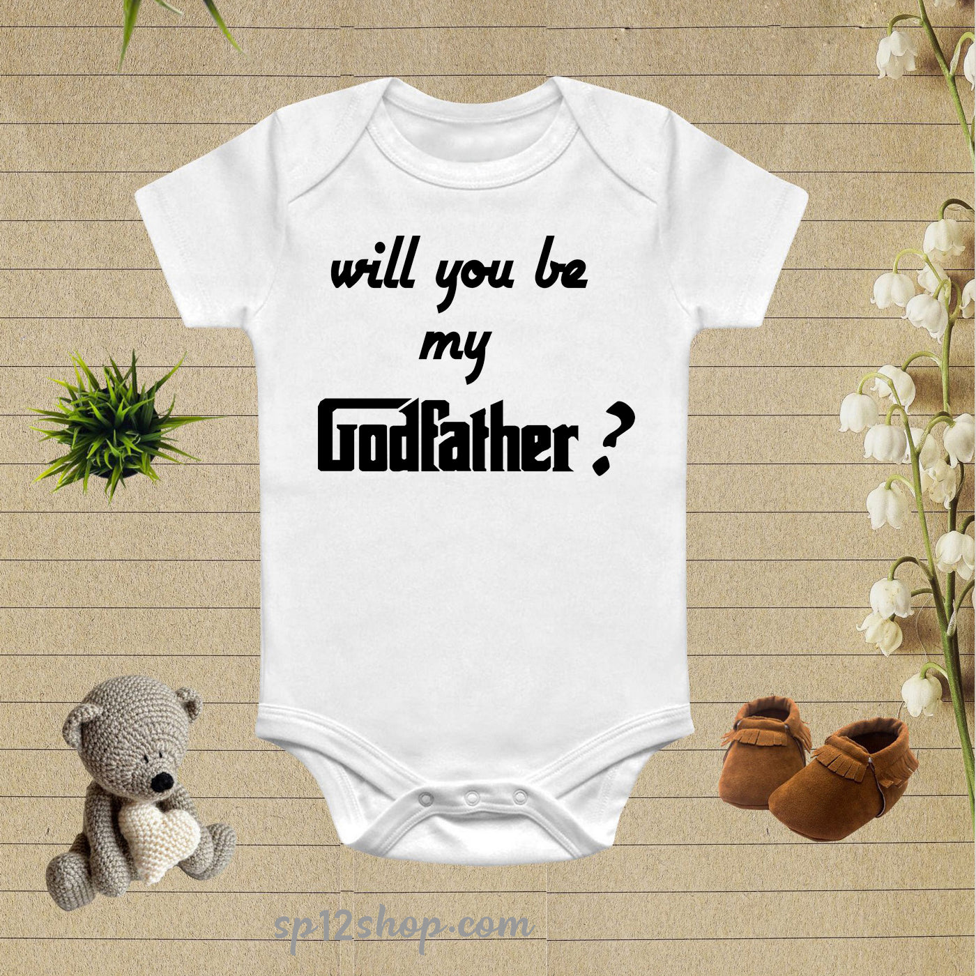 Will You Be My Godfather Baby Bodysuit Onesie