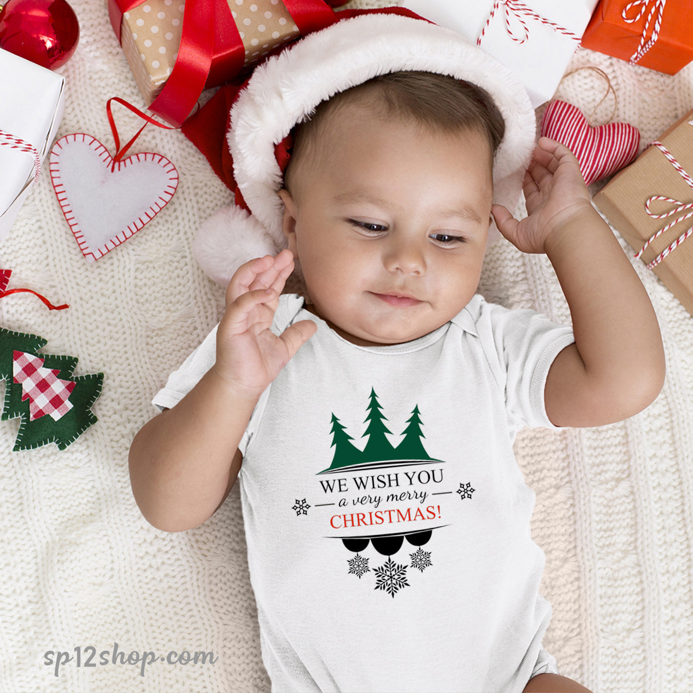 Wish you A Very Merry Christmas Tree Family Bodysuit