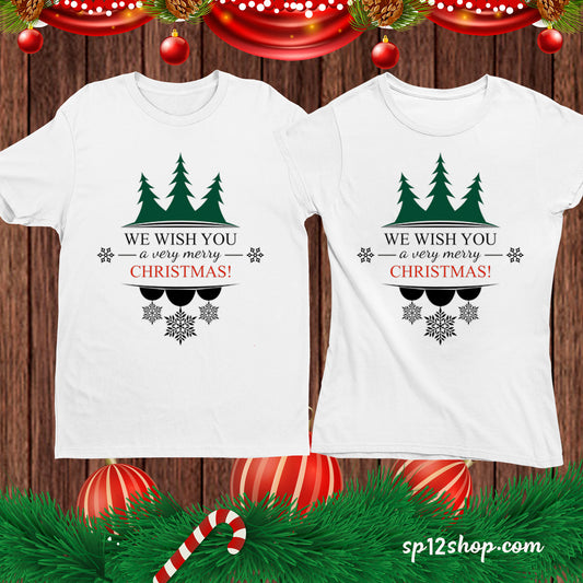 Wish you A Very Merry Christmas Tree Family gift Tshirt