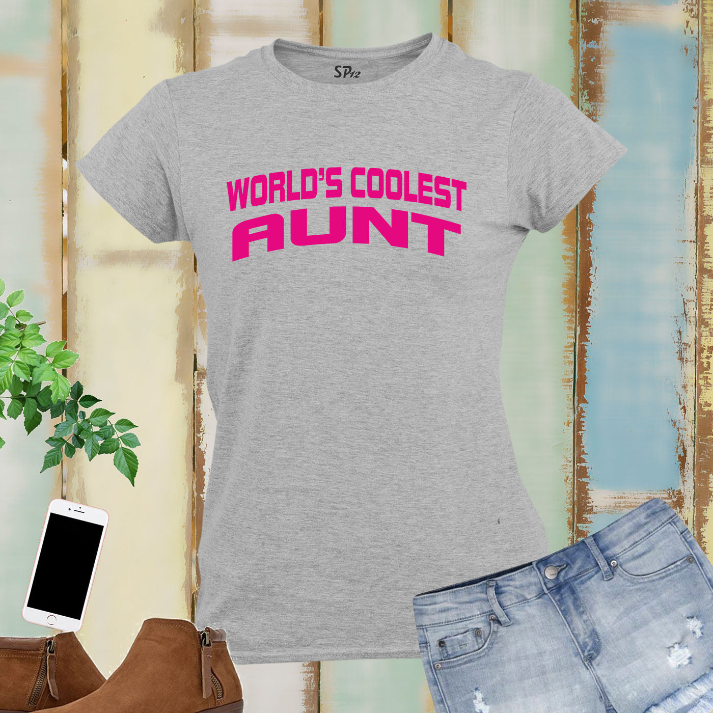 Women Auntie Slogan T Shirt World's Coolest Aunt