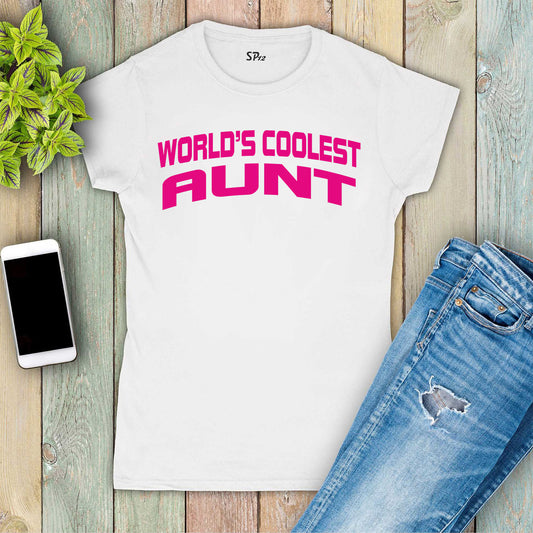Women Auntie Slogan T Shirt World's Coolest Aunt