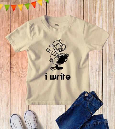 Kids Little Chick Glasses I Write Writer T Shirt